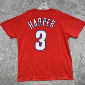 Majestic Bryce Harper T Shirt Men's XL Red #3 Philadelphia Phillies Jersey Tee
